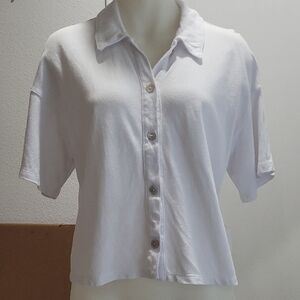 Madewell White Short-Sleeve Button-Down Shirt